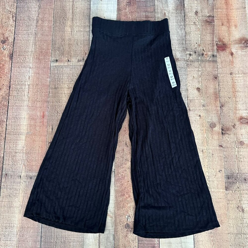 Stradivarius black striped bohemian wide leg pants women's medium